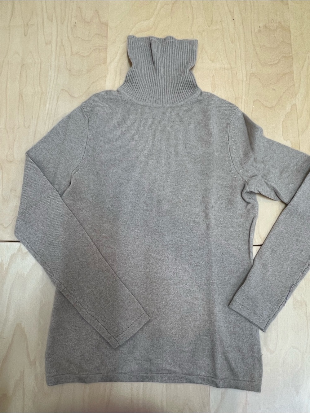 100% cashmere Lord & Taylor Women's Ribbed Turtleneck Sweater in tan